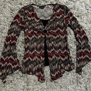 Y2K Whimsy Goth Flare Sleeve Top Size M by Brittney Black